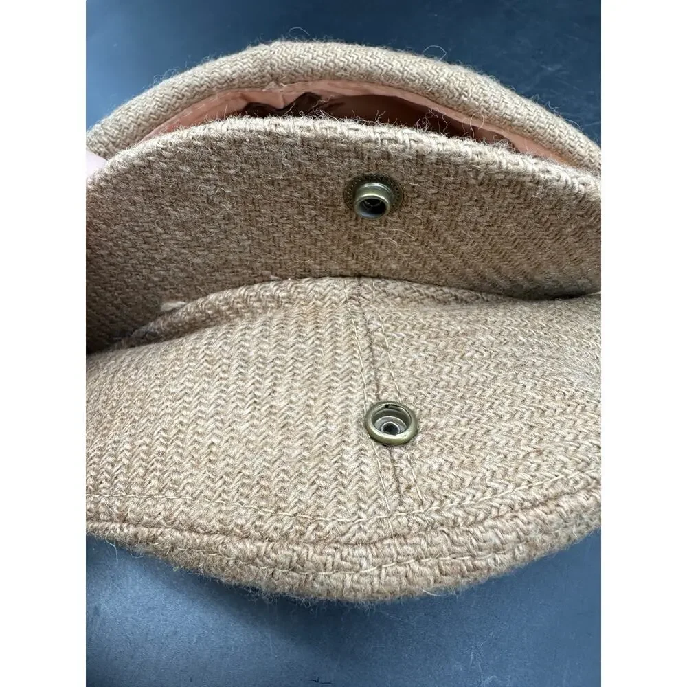 Vintage Wool‎ Newsboy Beret Small Beige Houndstooth Feel EUC